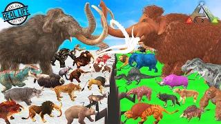 Prehistoric Mammals Epic Battle Real Life Animals vs ARK ARK SURVIVAL EVOLVED Animals Animal Battle
