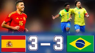 ملخص مباراة البرازيل واسبانيا 3-3 | اهداف البرازيل واسبانيا اليوم