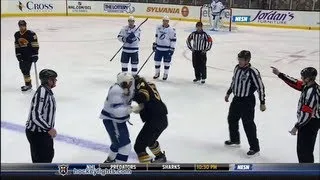 Pierre-Cedric Labrie vs Adam McQuaid Mar 2, 2013