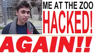 first youtube video HACKED AGAIN!! Me at the Zoo description hacked