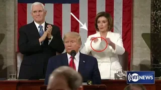 Nancy Pelosi tears up Trump's speech script