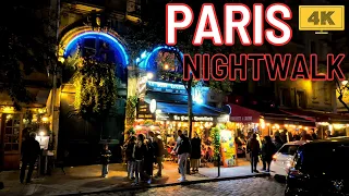 Walking Tour in PARIS at Night, Latin Quarter 6th arrondissement 4K HDR Walk