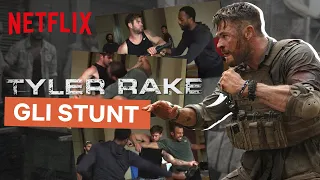 Gli stunt in Tyler Rake con Chris Hemsworth, Sam Hargrave e Joe Russo  | Netflix Italia