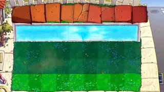 Plants Vs. Zombies Super Hybrid Map: roof, swimming pool and grassland!  - HARD MODE MOD