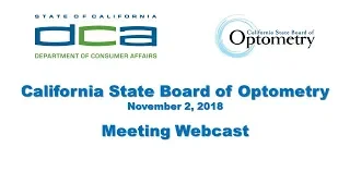 California State Board of Optometry meeting - November 2, 2018