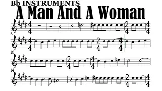 A Man and A Woman Bb Instruments Sheet Music Backing Track Play Along Partitura