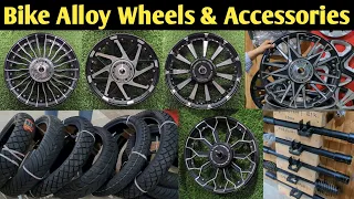 Bike Alloy Wheels & Accessories 🔥 | Bullet Alloys Macwheel,LegGuard, HeadLight,Silencers #topbikes