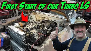 First start of our Turbo LS powered 1954 Chevy!