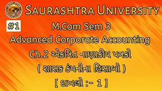 Ch2 Part1 Advanced Corporate Accounting|M.Com Sem 3|Ch.2 શાસક કંપનીના હિસાબો | Dilip Chavda |