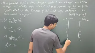 Two Parallel Infinite Line Charges With Linear Charge Densities.......... #neet