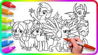 MY LITTLE PONY Coloring Pages - The Young Six.  How to color My Little Pony. Easy Drawing Tutorial