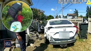 Bodycam: Armed Carjacking Suspect Tracked Down, Arrested After Crashing Vehicle