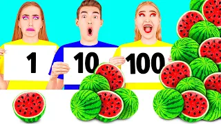 100 Capas de Alimentos Desafío | Batalla de Comida por RaPaPa Challenge