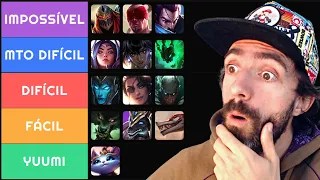 TIERLIST DOS CAMPEÕES MAIS DIFÍCEIS DO LOL! DO MAIS FÁCIL PRO MAIS COMPLEXO, EM TODAS POSIÇÕES