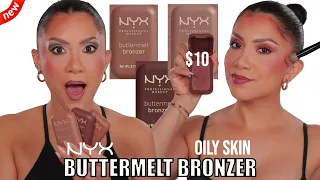 *new* NYX BUTTERMELT POWDER NATURAL FINISH BRONZER REVIEW & 12HR WEAR TEST *oily skin* | MagdalineJ