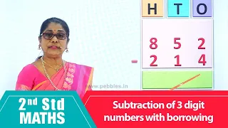 2nd Std Maths | Subtraction of 3 digit numbers with borrowing | Mathematics Class-2 | Maths Part-179