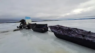 Talviverkoilla Pielisellä 8.4.24.  Verkot ylös!