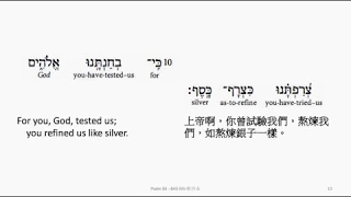 Psalm 66: Hebrew interlinear audio Bible 希伯來文聖經:詩篇第六十六篇