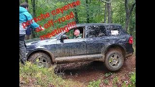 Porsche Cayenne overland in a difficult off road 4x4 meeting