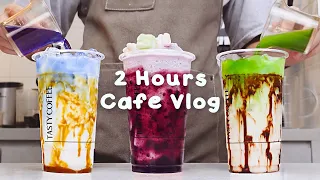 🍀지치고 힘들 땐 음료 ASMR로 힐링해요/주중의 여유로움/2시간 모음💜2 Hours Vlog/Cafe Vlog/ASMR/Tasty Coffee#311