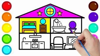 how to draw house easy, sofa, room Easy | coloring for kids