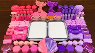 PINK vs PURPLE SEASHELL !!! Mixing Random Things into GLOSSY SLIME!!! Satisfying SEASHELL Video #77