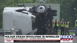 Major Crash involving flipped 18-wheeler on I-10 Mobile