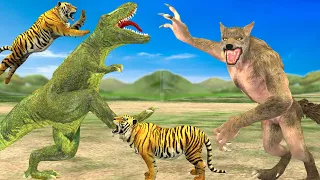 Giant Tiger Vs Zombie Wolf Attack Cow Cartoon Buffalo Save By Woolly Mammoth Elephant Vs Dinosaur