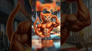 Muscular Cat Kitten Revenge💪🏻🐱🐶#cat #ai #cute