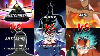 Cartoon vs Anime part 1 | Bill Cipher Vs Anti Spiral | Goku vs Alien X | Aang vs Deku 😈🔥 #edit