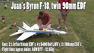 Juan's Byron F-18, converted to twin 90mm EDF - Flight demo.