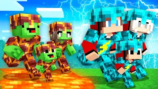 STORM Armor FAMILY Speedrunners vs VOLCANO Armor FAMILY Hunters : JJ vs Mikey in Minecraft Maizen!