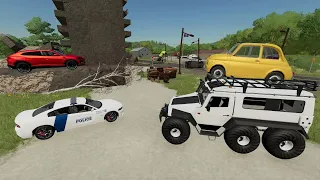 Rescue vehicle saves stranded Lamborghinis after huge storm | Farming Simulator 22