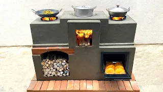 Build your own 4-in-1 multi-function wood stove using only bricks and cement that anyone can do!