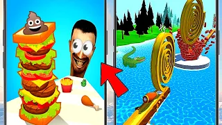 Unique Mobile Gameplay Comparison Which Android,iOS Games Is Better: Sandwich Runner OR Spiral Roll?