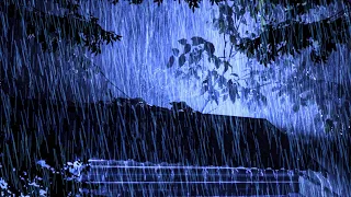 Sound Rainstorm in Garden House with Lightning Flashed & Thunder Rumbled, Rain Sounds for Sleeping