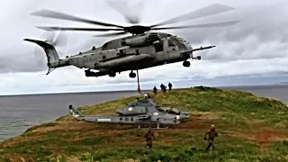 U.S Military Biggest Helicopter CH-53E Super Stallion Recovers AH-1Z Viper Attack Helicopter