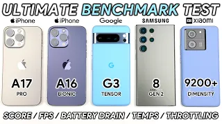 iPhone 15 Pro Max vs 14 Pro Max vs Pixel 8 Pro vs Samsung S23 Ultra vs Xiaomi 13T Pro Benchmark Test