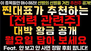 [찐대표 대박 추천주] 무조건 올라가는 역대급 황금  전력 추천주 공개!