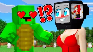 JJ Got Control Inside TV WOMAN! SHE CATCH HIM in VILLAGE! Mikey SAVE THEM in Minecraft - Maizen