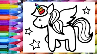 How To Draw A Unicorn 🦄 Drawing And Coloring A Cute Unicorn 🌈 Drawings For Kids