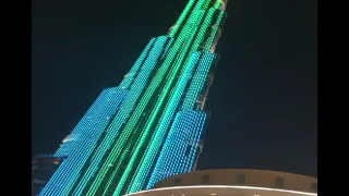 ОАЭ. Дубай. Небоскрёб Бурдж-Халифа. Лазерное шоу. Dubai. UAE.