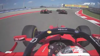 F1 2021 COTA Austin #16 Charles Leclerc start of the race from 4th place onboard Ferrari