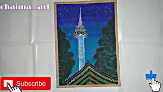 👩‍🎨painting with me 👩‍🎨 Seoul tower in korea👍 (cardboard)