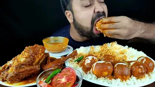 11 EATING SHOW/ HUGE EGG LABABDAR, WHOLE SPICY COUNTRY CHICKEN CURRY, GRAVY, RICE, SALAD MUKBANG