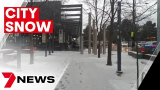 Icy blast sees snow in Melbourne's north | 7NEWS