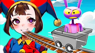 THE AMAZING DIGITAL CIRCUS JAX Rescues POMNI in the CART RIDE INTO CUTE POMNI in Roblox!