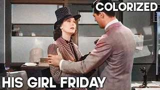 His Girl Friday | COLORIZED | Cary Grant | Classic Romantic Movie