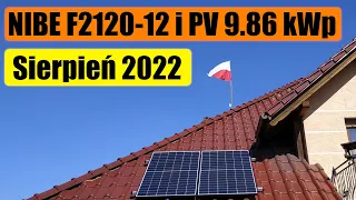 NIBE F2120-12 i PV 9.86kWp - zużycie i produkcja energii - sierpień 2022