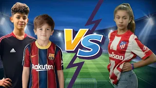 Ronaldo Jr and Thiago Messi VS Delfina Suarez (Football VS Girl)